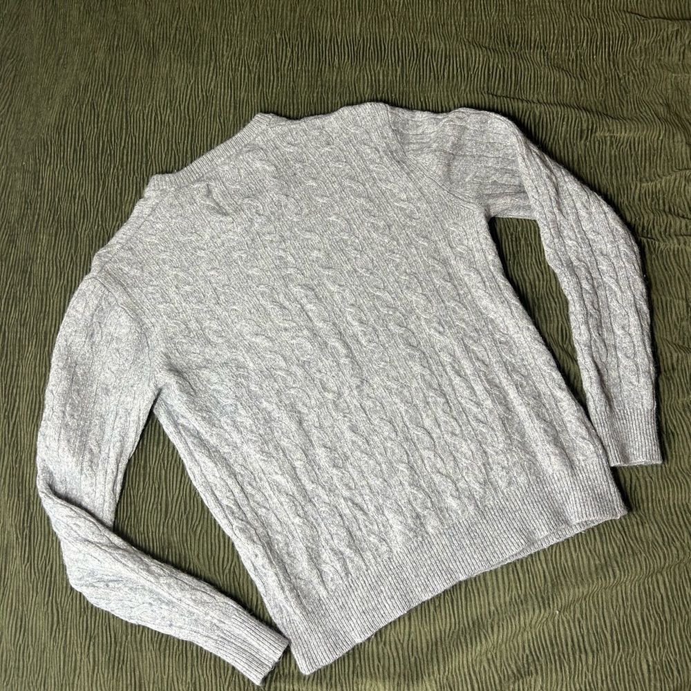 Jack Wills Heather Gray Cable Knit Merino Wool Sweater- Women’s Medium - Picture 10 of 11